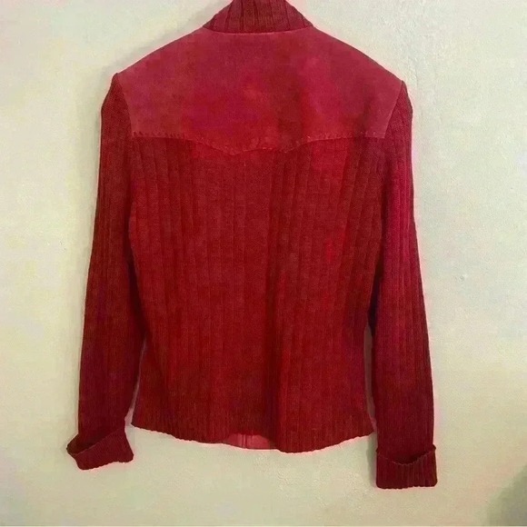 Coldwater Creek Y2K Red Suede and Knit Cardigan with Pockets Size M - Picture 4 of 10